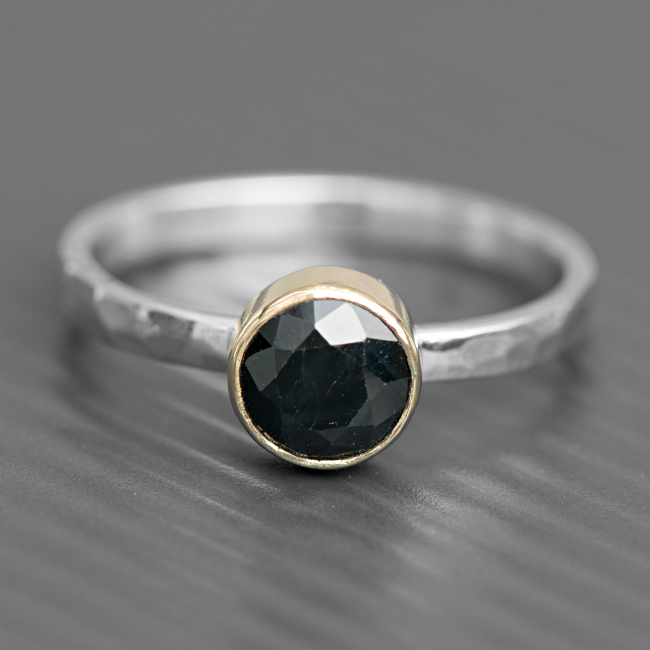 Black Spinel Pear Engagement Ring with Natural Diamond V Wedding Band -  Abhika Jewels