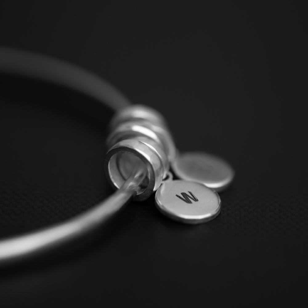 LWSilver Personalised Initial Silver Bangle