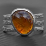 Silver Amber Ring
