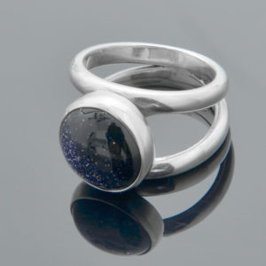 Birthstone Blue Goldstone Ring