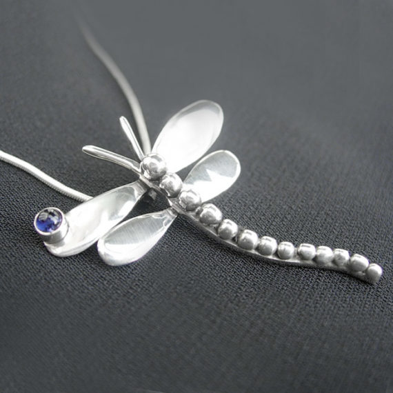Dragonfly Necklace with Gemstone