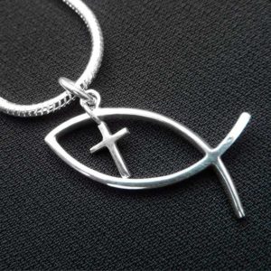 Fish cross necklace