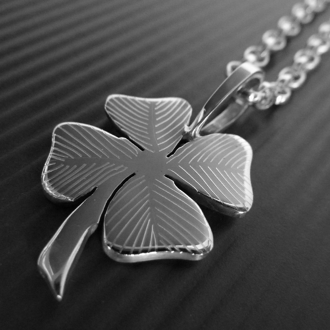Men's Silver Four Leaf Clover - Men's Silver Necklace